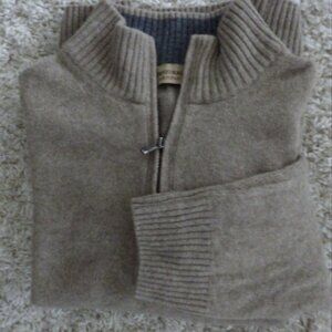 Lorenzo Magni Men’s 1/4 Zip Pullover Beige Size Large 70% Lana Wool Italy